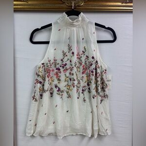Anthropologie Floral Embroidered Sleeveless Top NWT XS